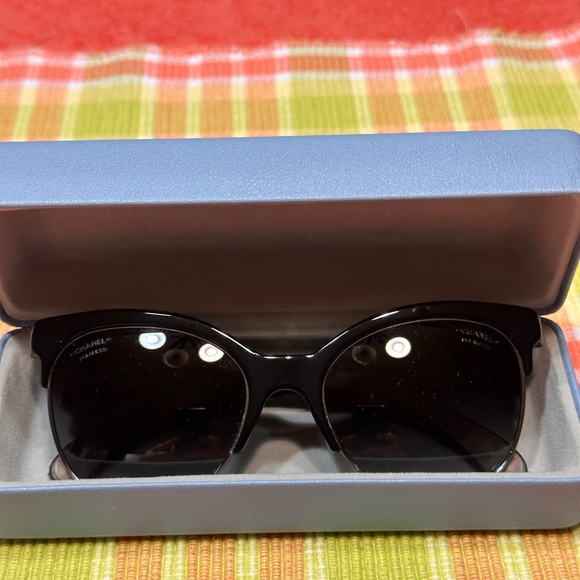 Chanel Denim Quilted Sunglasses Black - Picture 1 of 15